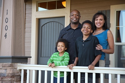 African American family on porch